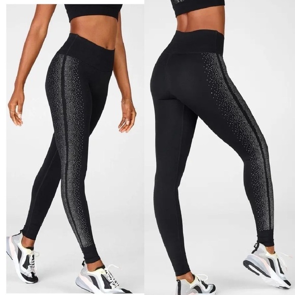 Reflective Legging Fabletics High-Waisted Sculptknit Black Silver Size Small - Picture 3 of 17